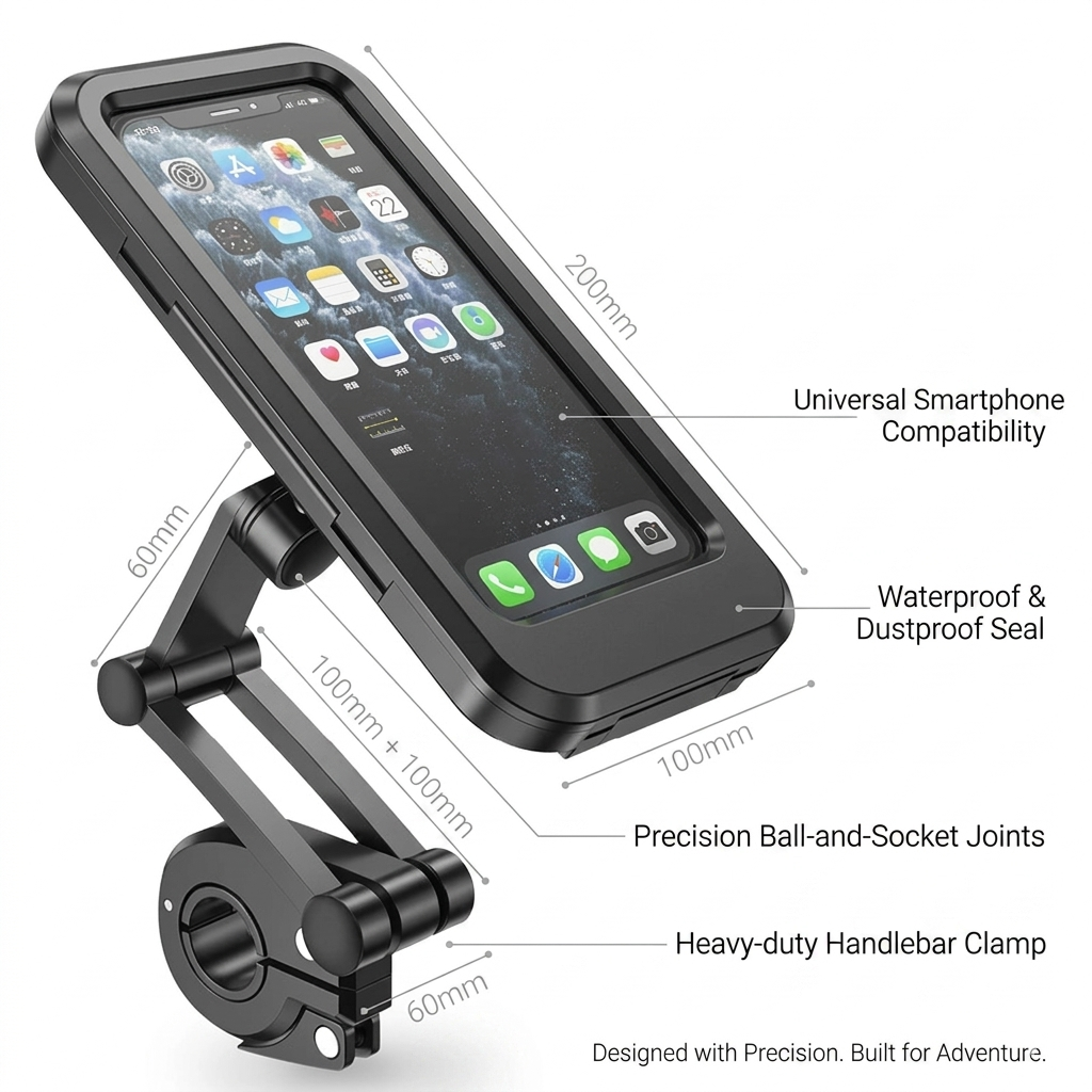 360° Rotating Waterproof Anti-Shock Bike Motorcycle Handlebar Phone Mount Touchscreen
