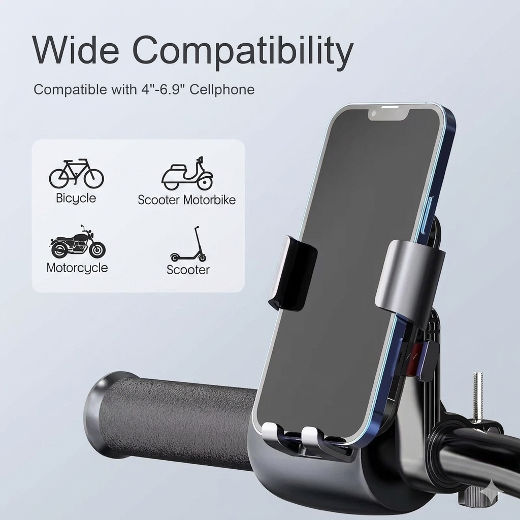 Bike Phone Holder Motorcycle Fast Locking Rotatable MTB Phone Mount Shockproof Phone Holder