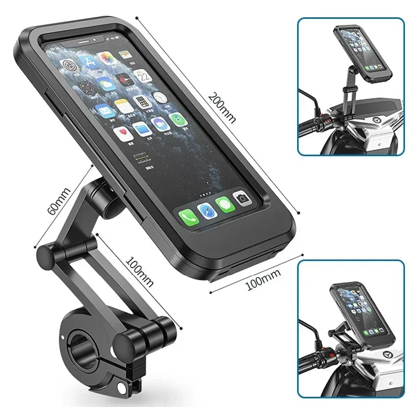 360° Rotating Waterproof Anti-Shock Bike Motorcycle Handlebar Phone Mount Touchscreen