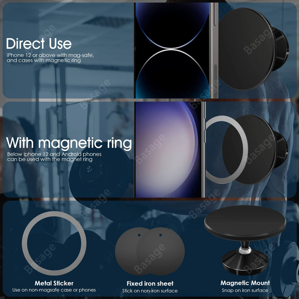 Gym Mate Magnetic Phone Mount &Double-sided Magnetic Suction Phone Holder