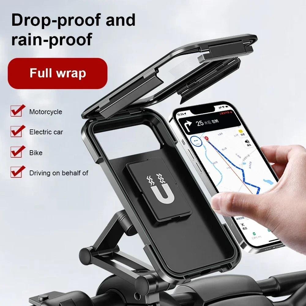 360° Rotating Waterproof Anti-Shock Bike Motorcycle Handlebar Phone Mount Touchscreen